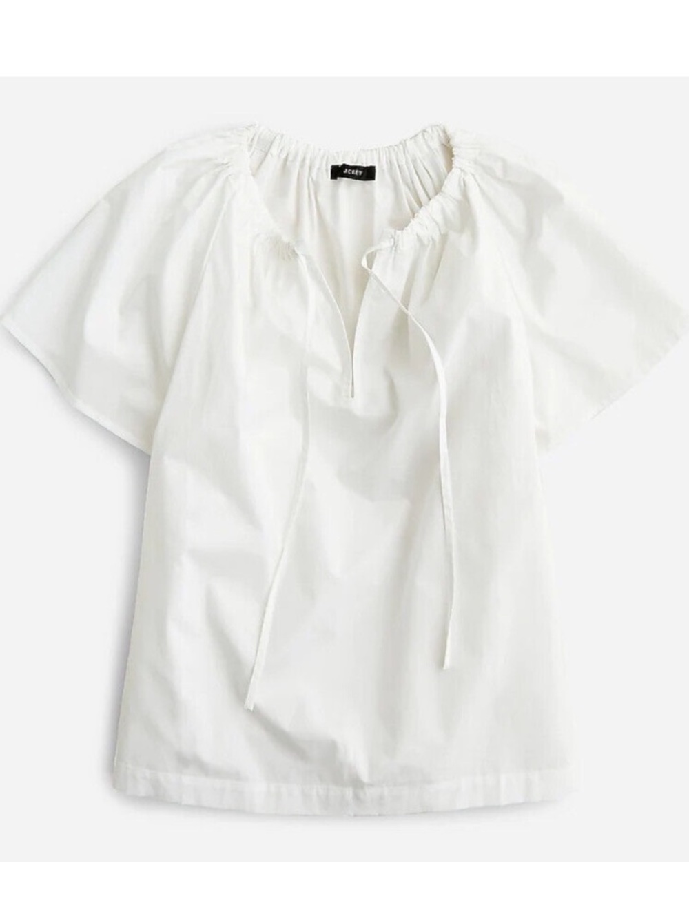 J. Crew White Peasant Tie-Neck Top